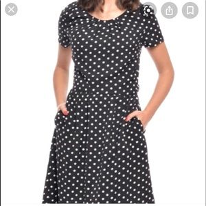 Mikarose Black n White Polka Dot Midi Dress